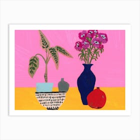 A Pomegranate and Flowers Art Print