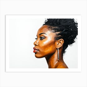 Side Profile Of Beautiful Woman Oil Painting 122 Art Print