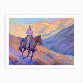 Cowboy Painting Rocky Mountains 4 Art Print