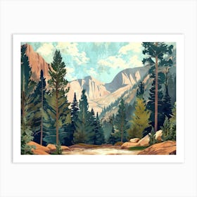 Vintage Wooded Pines 6 Art Print