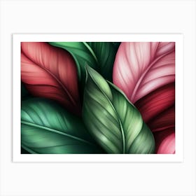 Red And Green Leaves 0000 Tropical 0001 Bp6586 Deep Green Tones No Red Exotic Tropical Leaves Creativ 25932b3d C8b1 479b Art Print