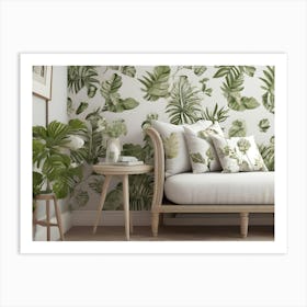 Tropical Leaves Wallpaper Art Print