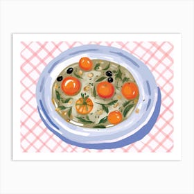 A Plate Of Olives, Top View Food Illustration, Landscape 3 Art Print