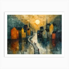 Sunset In The City, Cubism Art Print