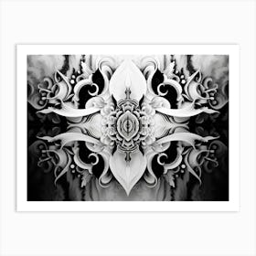 Surreal Symmetry Abstract Black And White 1 Art Print