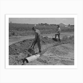 Untitled Photo, Possibly Related To Southeast Missouri Farms Project, Fitting Culvert Between Main Road And Art Print