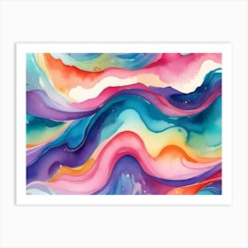 Swirling Waves Pattern With A Blend Of Colorful Abstract Paint Strokes Art Print