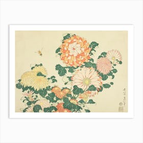 Chrysanthemums And Bee, Katsushika Hokusai Art Print