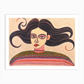 Woman With Long Hair 15 Art Print