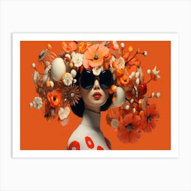 Orange Flower Mannequin Art Print