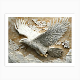 3d Relief Of An Eagle In Flight 1 Art Print