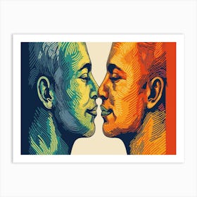 Two Men Kissing Art Print