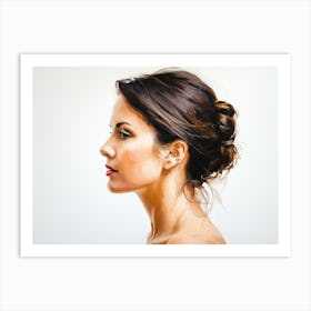 Side Profile Of Beautiful Woman Oil Painting 65 Art Print