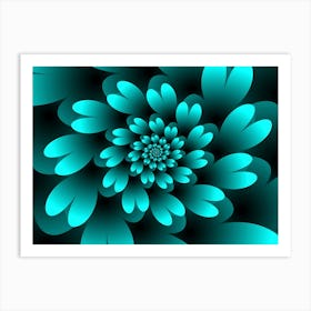 Turquoise Floral Satin Wallpaper Art Print