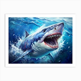 Great White Shark With Open Mouth Art Print