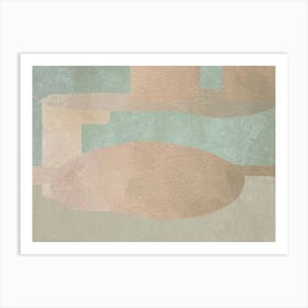 Abstract Gold and Sage Green Mid-century Modern Art Print