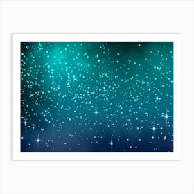 Blue Teal Shining Star Background Art Print