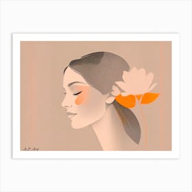 Exotic Beauty Sketch Color Painting Art Print