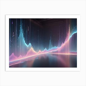 An Abstract Image Of A Futuristic Cityscape With Glowing Lines And Particles Art Print