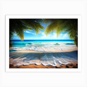 Beach With Palm Trees 3 Art Print