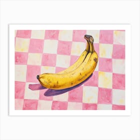 Banana Still Life Pink Checkerboard 1 Art Print