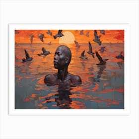 Man In The Water 2 Art Print