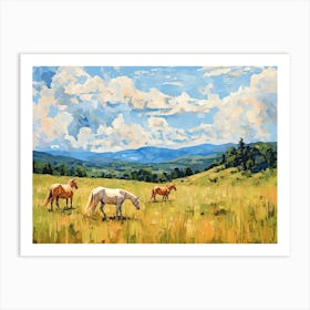 Horses Painting In Blue Ridge Mountains Virginia, Usa, Landscape 1 Art Print