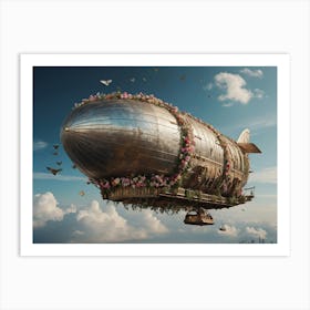 Default A Majestic Airship Adorned With Delicate Flowers And F 3 Art Print
