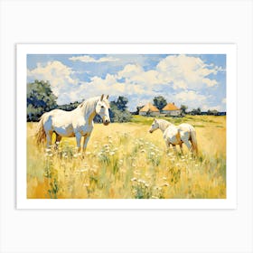 Horses Painting In Cotswolds, England, Landscape 1 Art Print