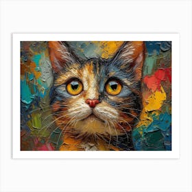 Whiskered Masterpieces: A Feline Tribute to Art History: Cat Painting 3 Art Print