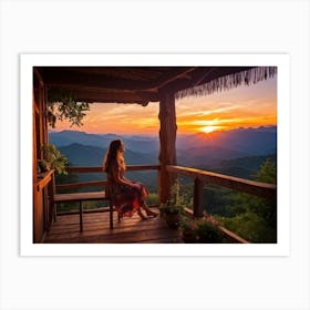 Sunset In The Mountains 19 Art Print