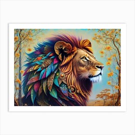 Lion With Feathers Art Print