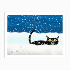 Cat Stuck in Snow Art Print