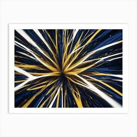 Abstract Image With Bold, Radial Streaks Of White And Gold Lines Converging To A Point In The Center Art Print