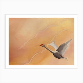 Flying bird in the sky hand painted  Art Print