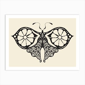 Folk Art Moth 05 - Ink Art Print