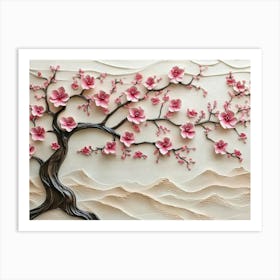 3d Picture of a Tree with Pink Flowers 2 Affiche