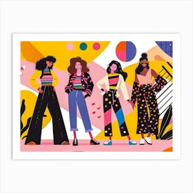 Women In Colorful Outfits Art Print