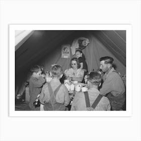 Farm Worker S Family Eating Dinner In The Tent In Which They Live At The Fsa (Farm Security Administration) Migratory Labor Art Print