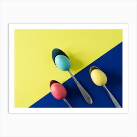 Easter Eggs On Spoons Art Print