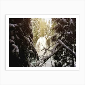 Hidded Forest Waterfall - Winter Landscape Art Print