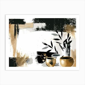 Gold And Black Abstract Painting 115 Art Print