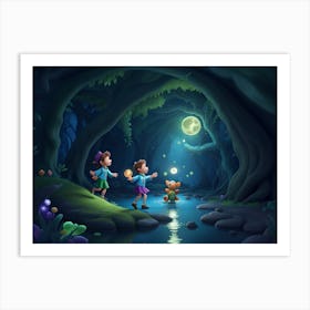 3d Animation Style Through Enchanted Forests And Sparkling Str 0 Art Print