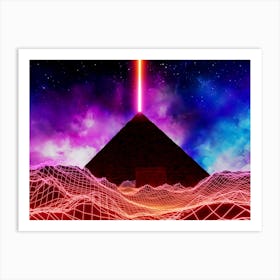 Neon space landscape: Pyramid [synthwave/vaporwave/cyberpunk] — aesthetic retrowave neon poster Art Print