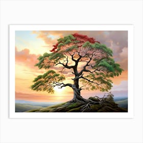 Lone Tree At Sunset Art Print