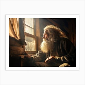 Old man sitting at window Art Print