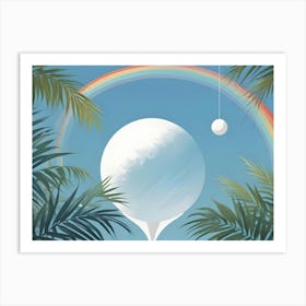 Tropical Scene With Rainbow And Moon 2 Art Print