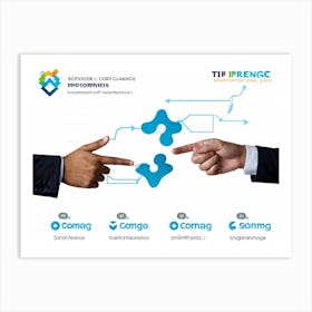 Corporate Partnership Concept Two Hands Connecting Like A Puzzle Piece Signaling Collaboration Set Art Print