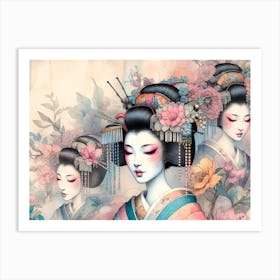 Japan Traditional Geisha Illustration By Ad 57 Art Print