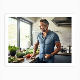 Healthy Man In Kitchen 7 Art Print